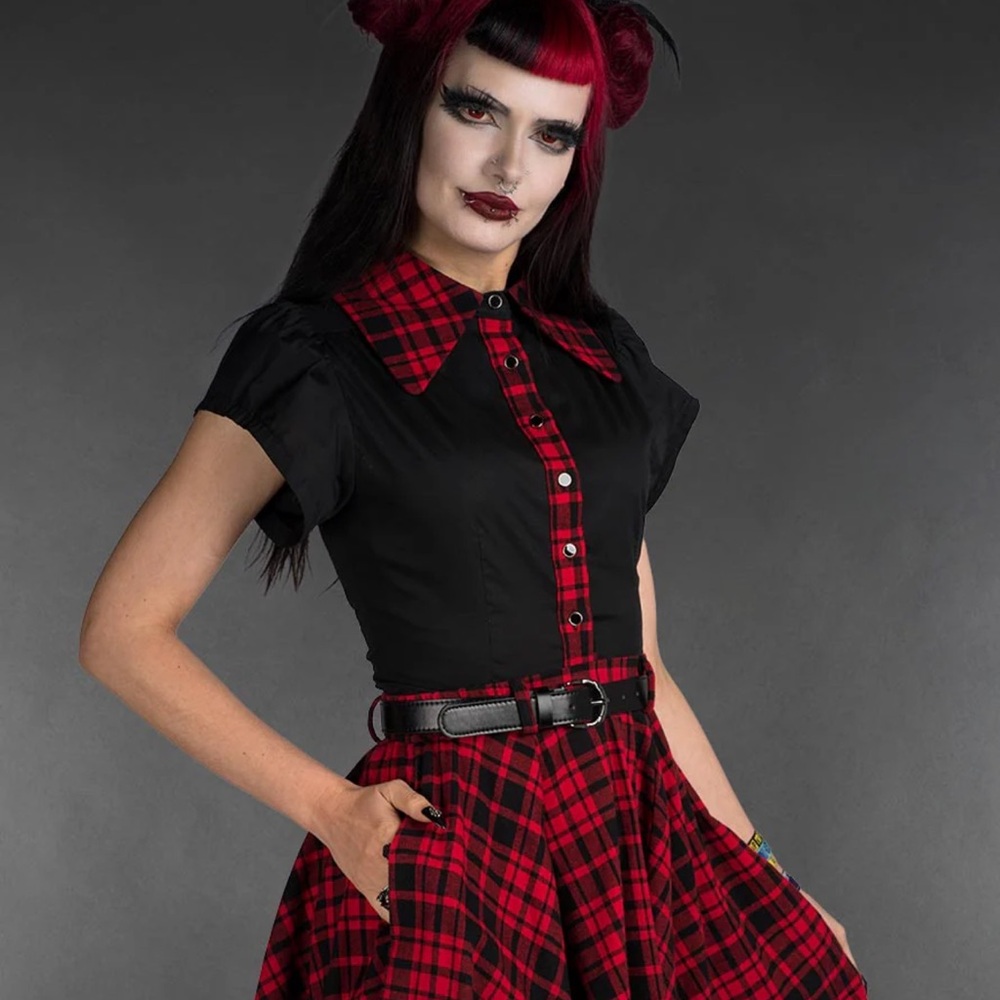 Dracula Clothing Tartan Collar Blouse 3X